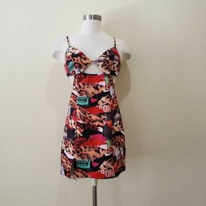 Princess Polly FRONT ROW PRINT MINI DRESS MULTI used size 4